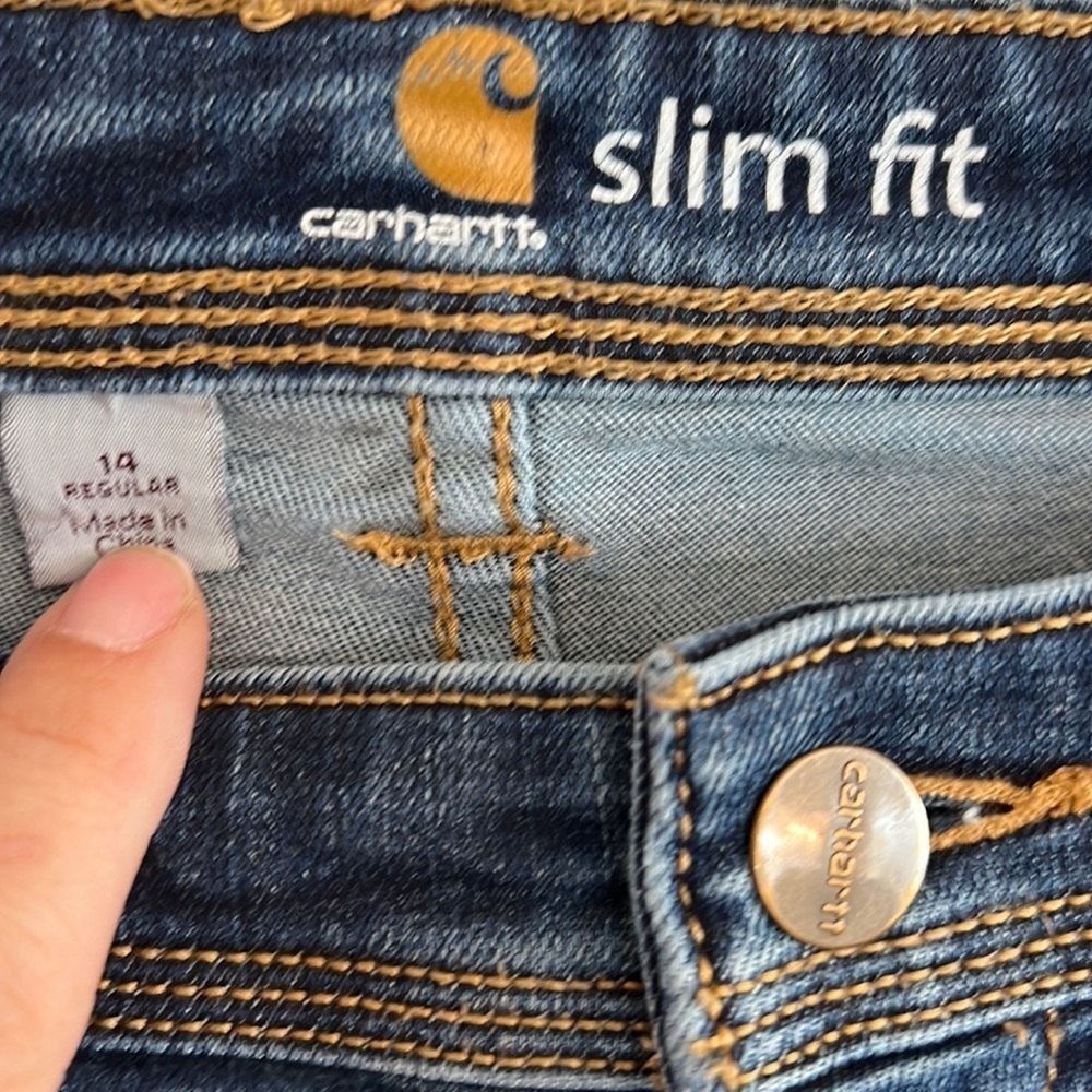 CARHARTT slim fit jeans size 14 straight leg has stretch - Picture 12 of 15